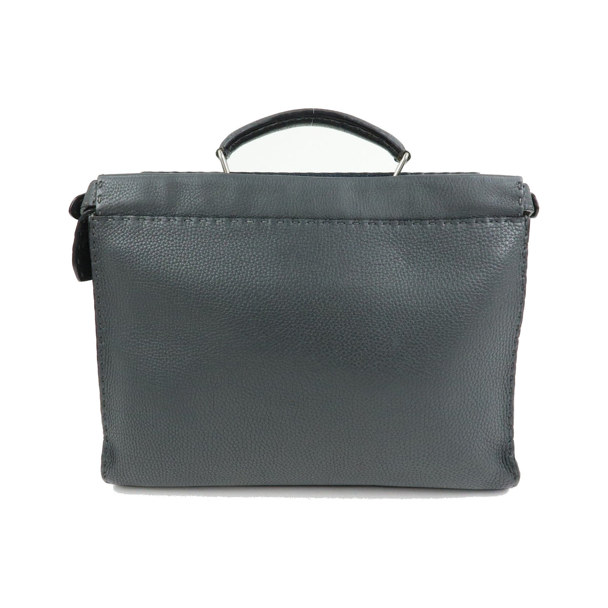 Fendi Selleria Peekaboo Grainy Leather, Gray, Leather, Handbag