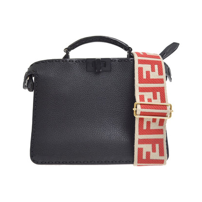 Fendi Selleria Peekaboo ISeeU Raffia with Leather, Black, Leather, Handbag