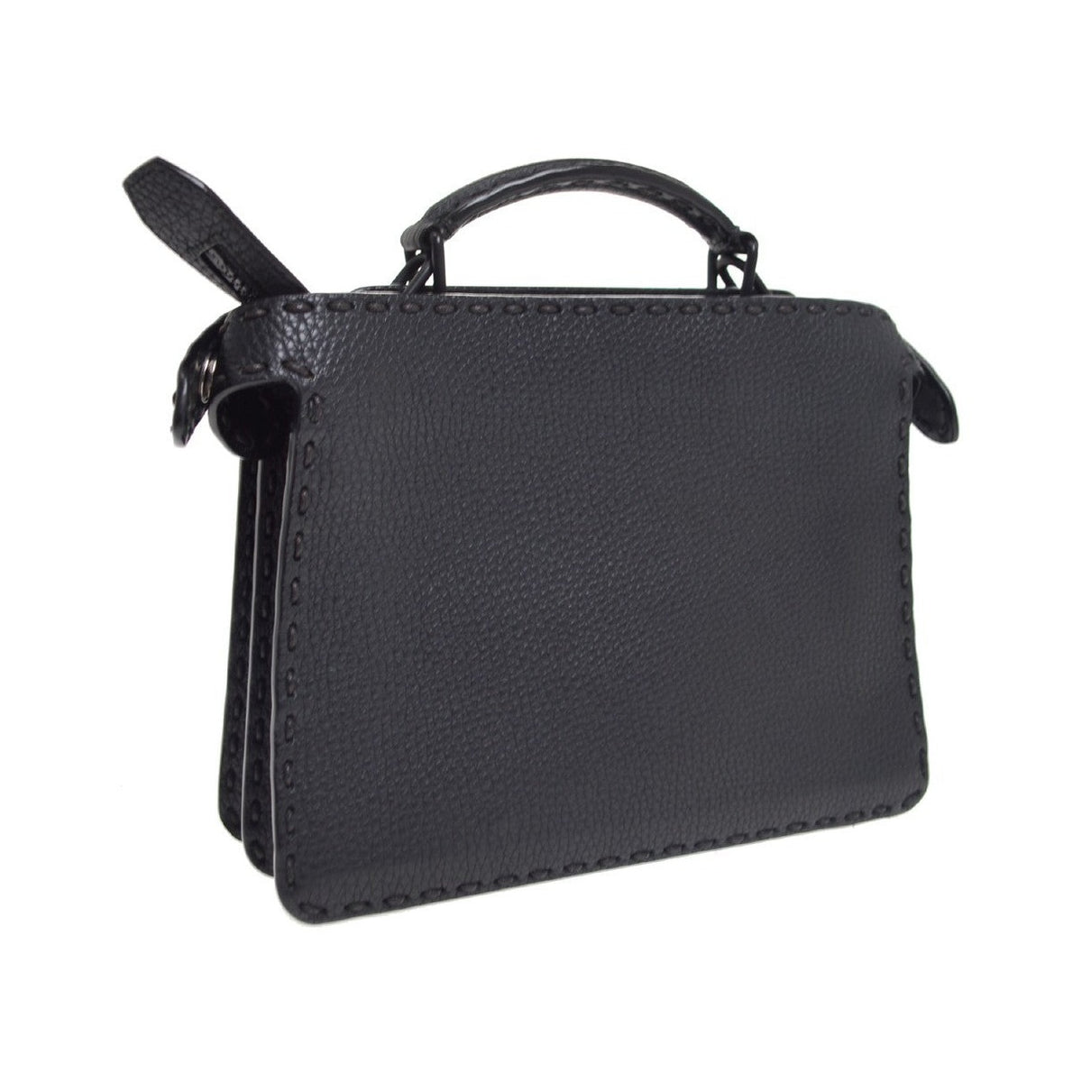 Fendi Selleria Peekaboo ISeeU Raffia with Leather, Black, Leather, Handbag