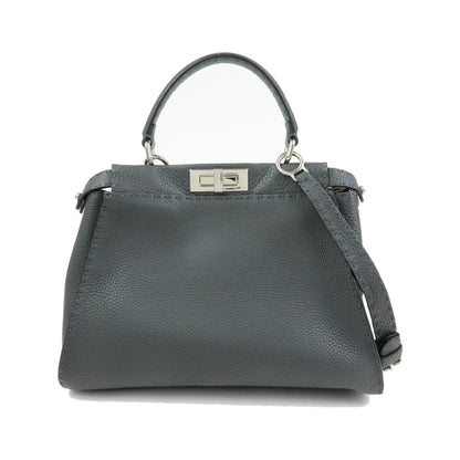 Fendi Selleria Peekaboo Leather, Gray, Leather, Handbag