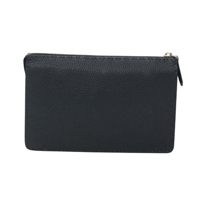 Fendi Selleria Zip Leather, Black, Leather, Clutch