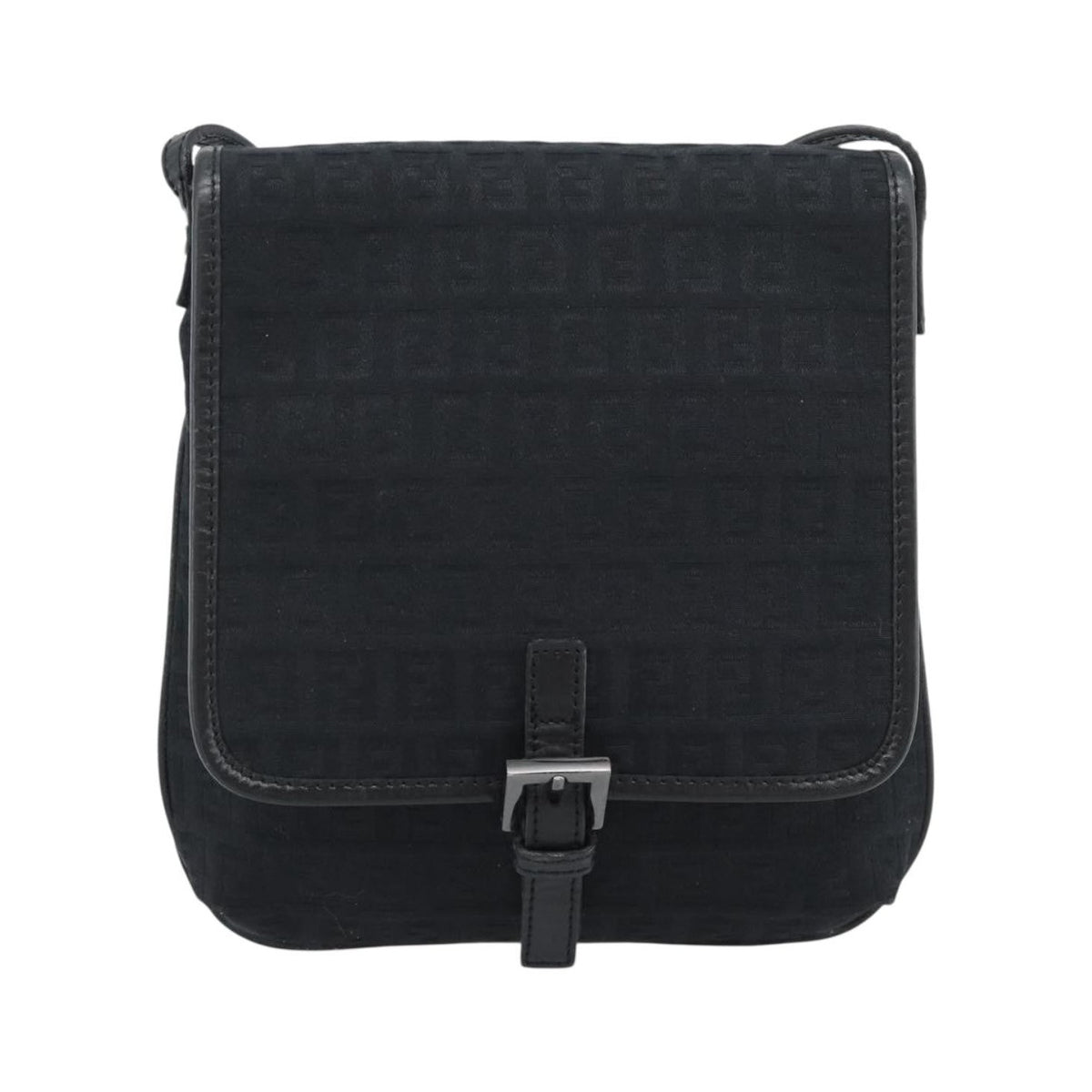 Fendi Shoulder Zucchino Canvas, Black, Canvas, Shoulder Bag