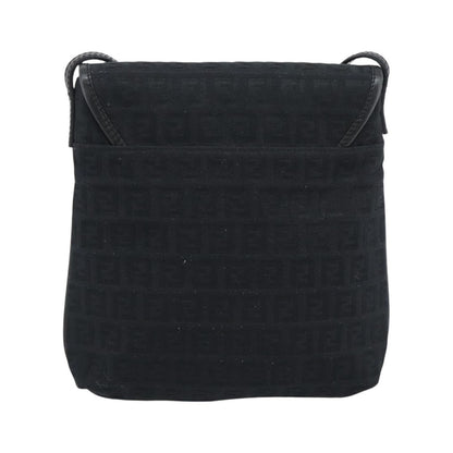 Fendi Shoulder Zucchino Canvas, Black, Canvas, Shoulder Bag