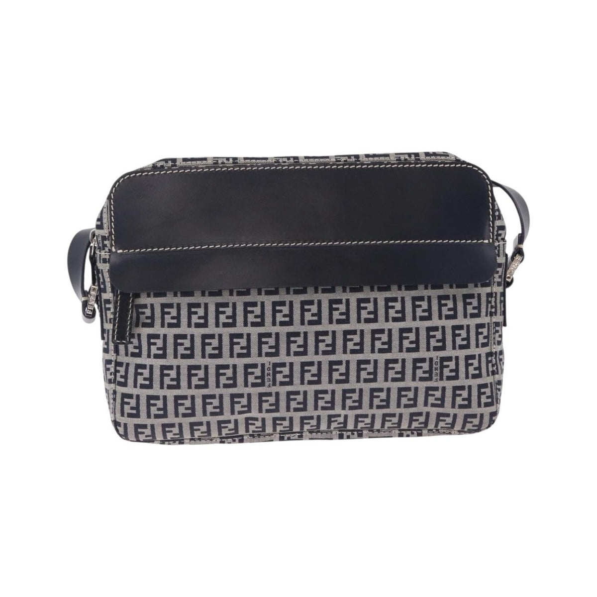 Fendi Shoulder Zucchino Canvas, Navy, Canvas, Shoulder Bag