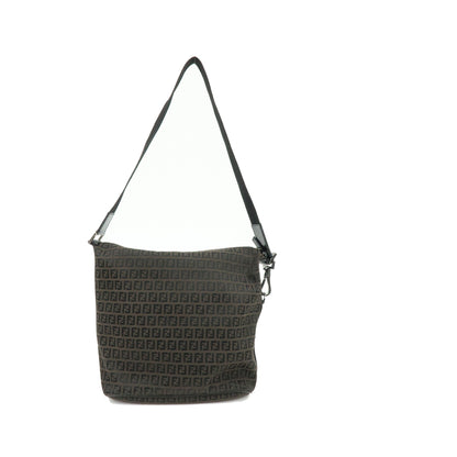 Fendi Shoulder Zucchino Canvas, Brown, Canvas, Shoulder Bag