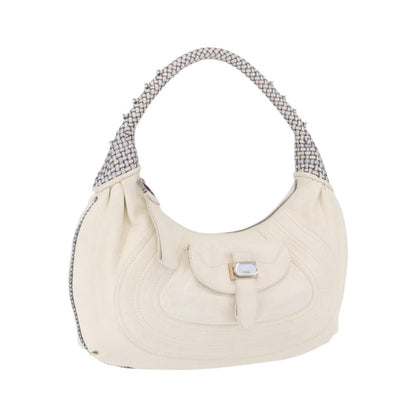 Fendi Spy Pocket Hobo Leather, White, Leather, Handbag