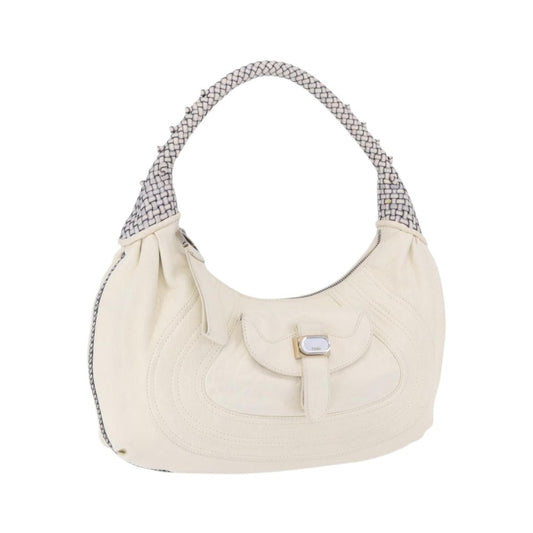 Fendi Spy Pocket Hobo Leather, White, Leather, Handbag