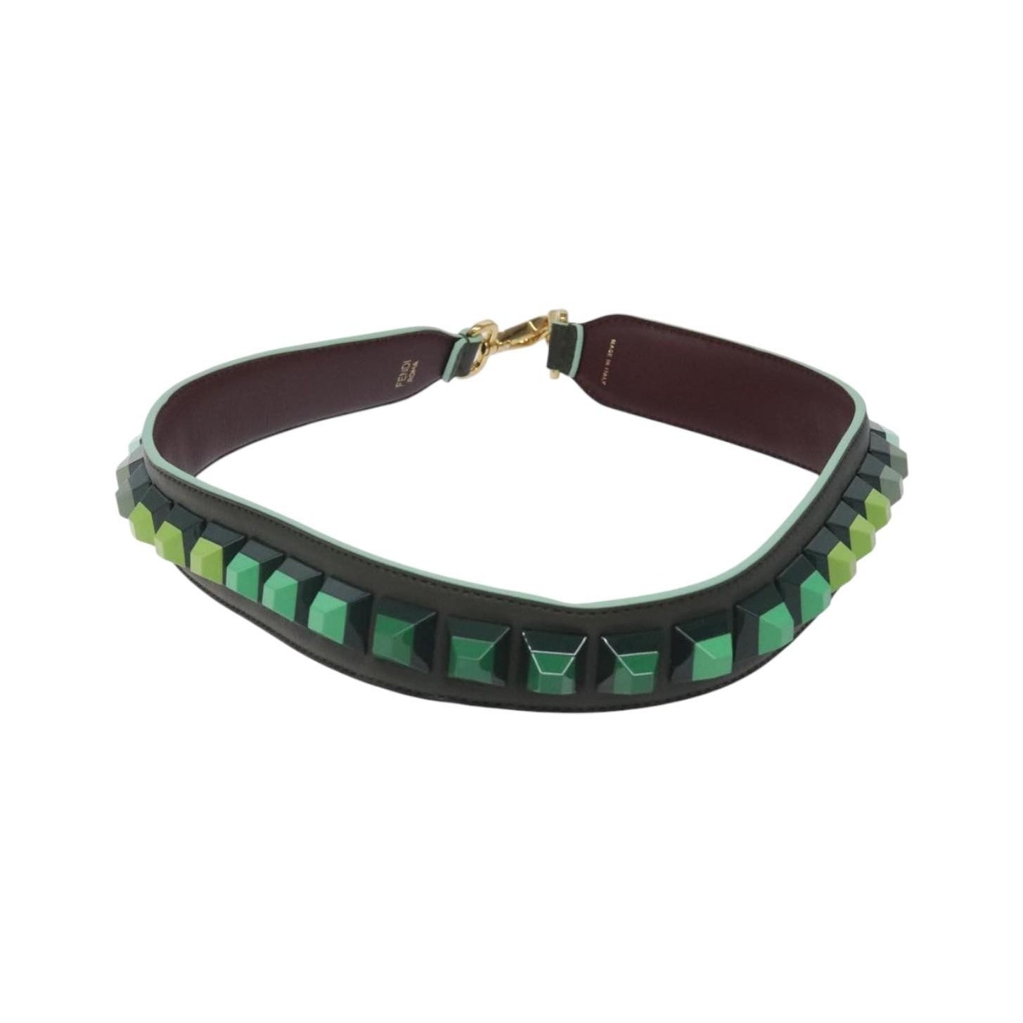 Fendi Strap You Shoulder Strap Leather, Green, Leather, Straps