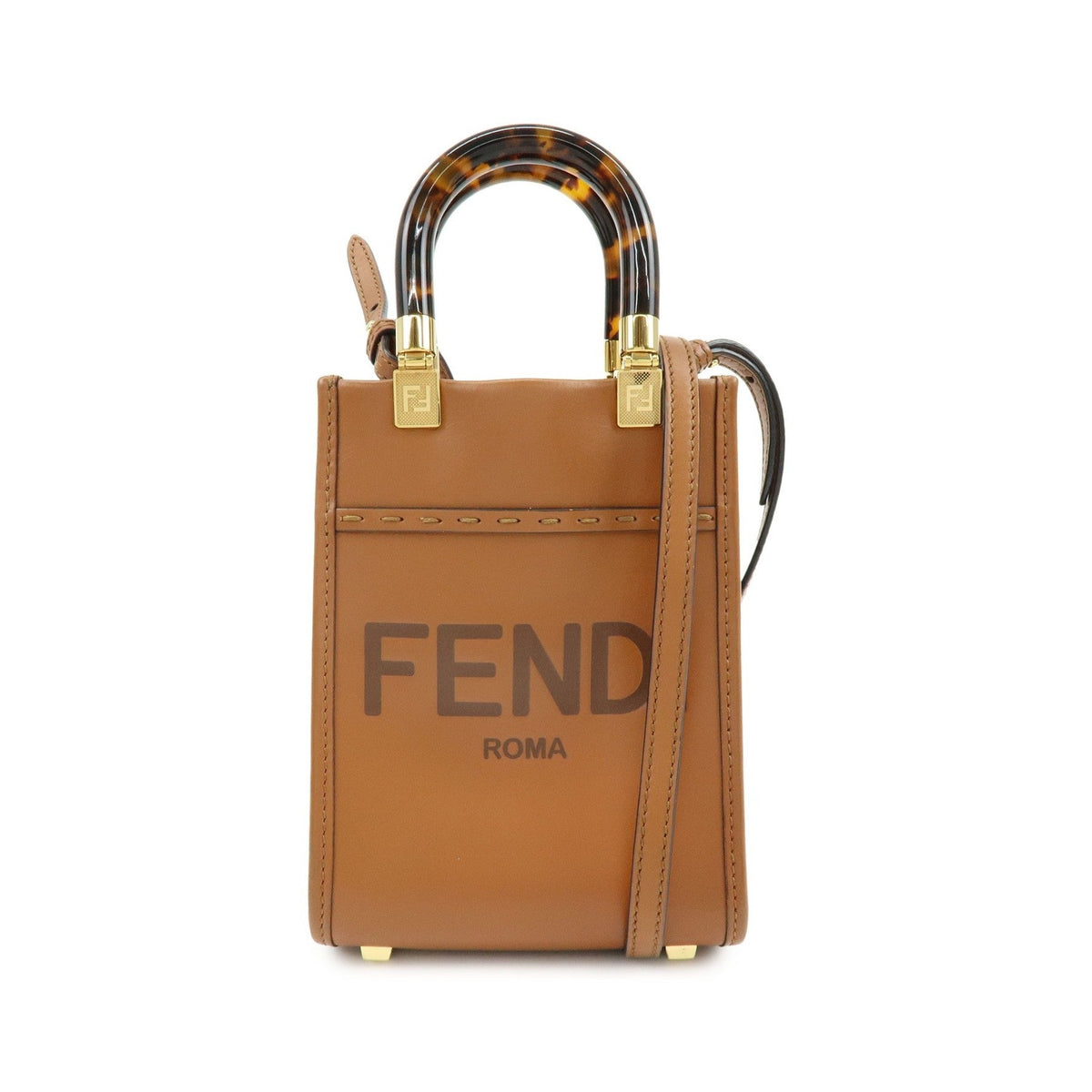 Fendi Sunshine Shopper Leather, Brown, Leather, Tote Bag