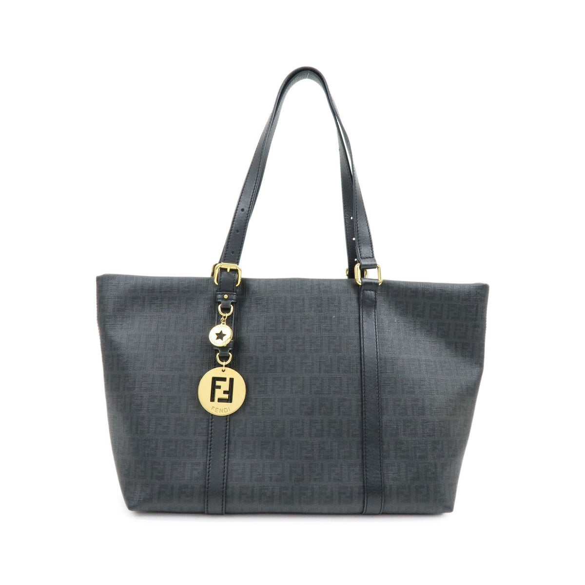 Fendi Superstar Zucchino Coated Canvas, Black, Canvas, Tote Bag