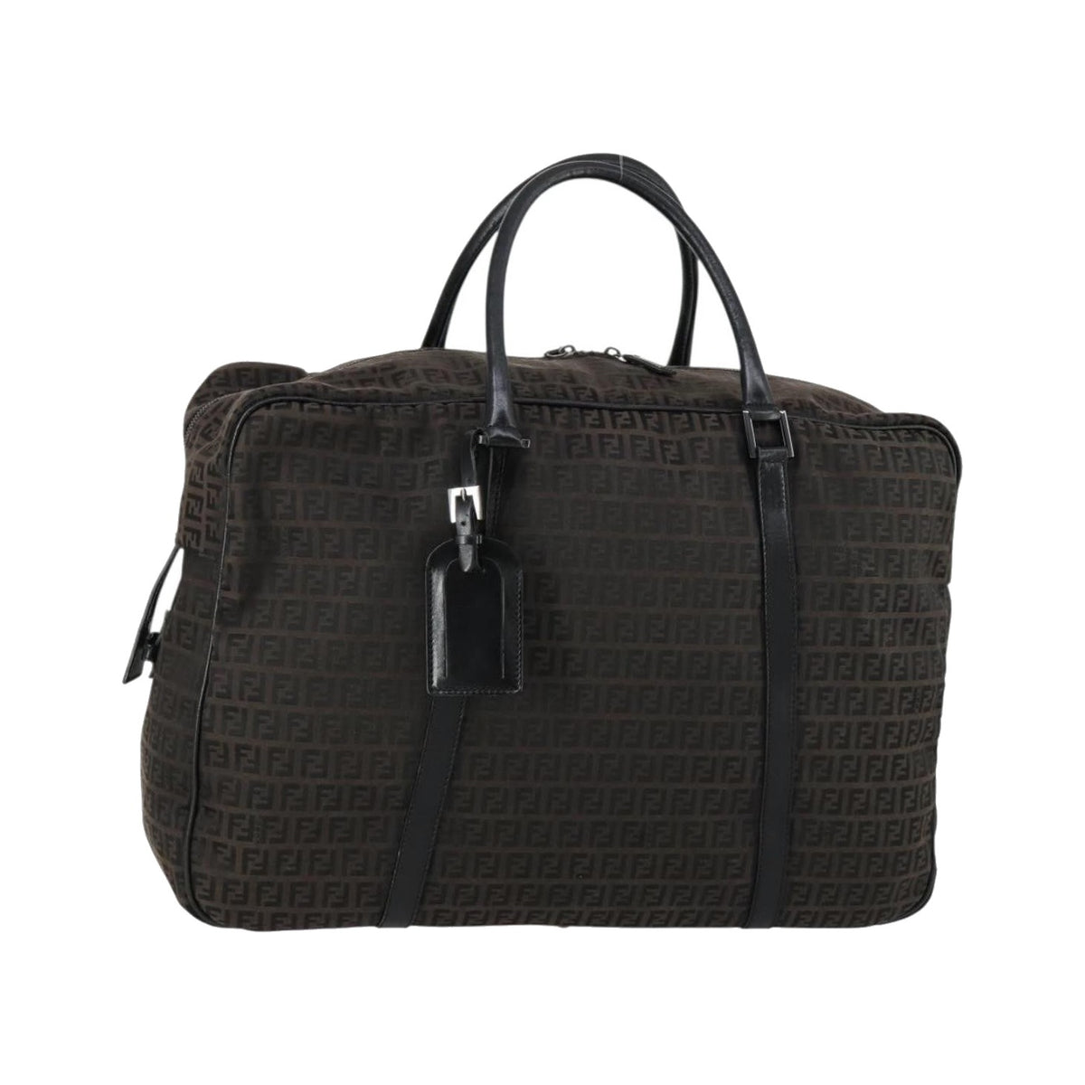 Fendi Vintage Boston Zucchino Canvas, Brown, Canvas, Handbag
