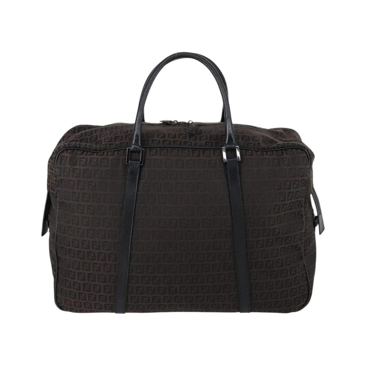 Fendi Vintage Boston Zucchino Canvas, Brown, Canvas, Handbag