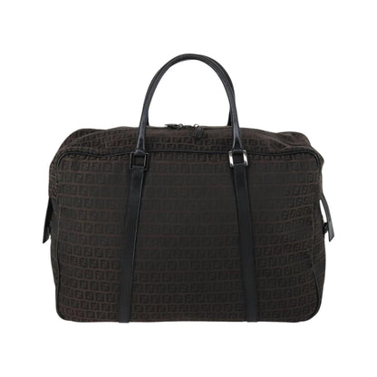 Fendi Vintage Boston Zucchino Canvas, Brown, Canvas, Handbag