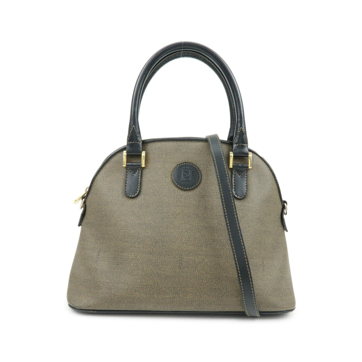 Fendi Vintage Dome Satchel Leather, Brown, Leather, Handbag