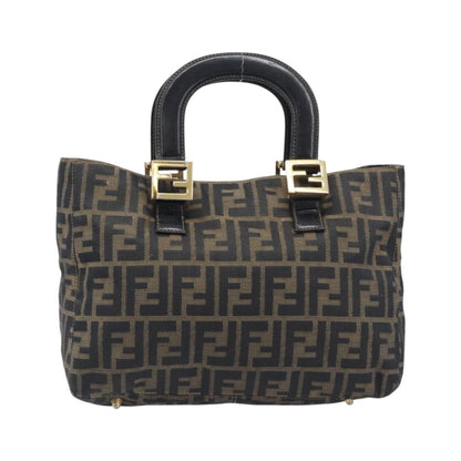 Fendi Vintage FF Handle Zucca Canvas, Brown, Canvas, Tote Bag
