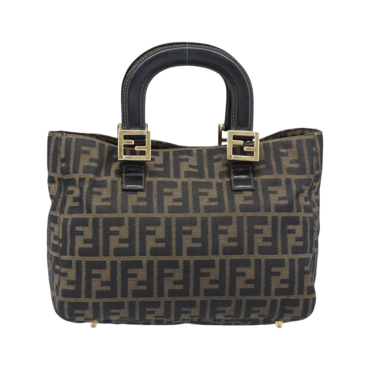 Fendi Vintage FF Handle Zucca Canvas, Brown, Canvas, Tote Bag