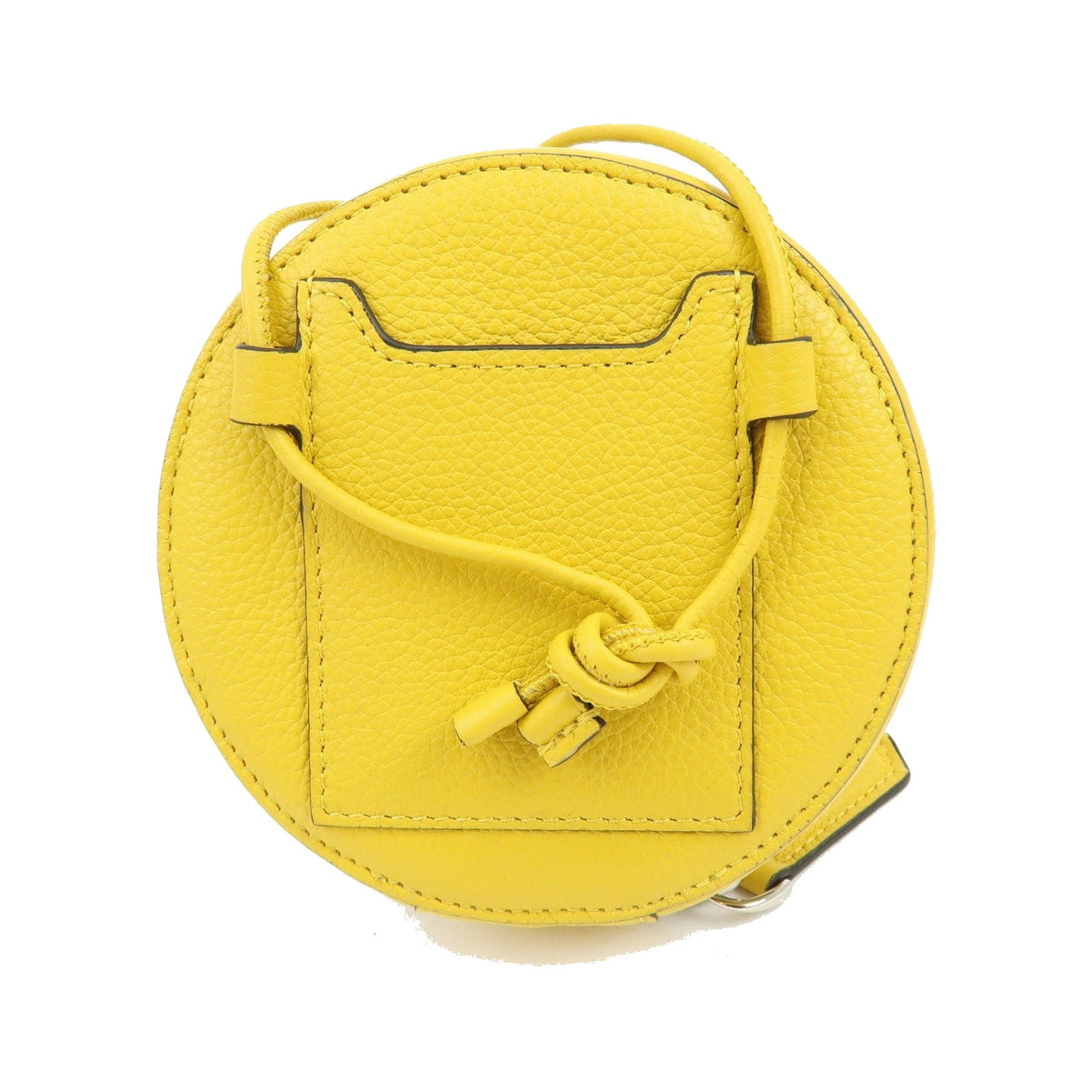 Fendi Vintage FF Round Embossed Leather, Yellow, Leather, Crossbody Bag