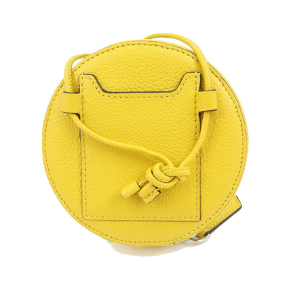 Fendi Vintage FF Round Embossed Leather, Yellow, Leather, Crossbody Bag