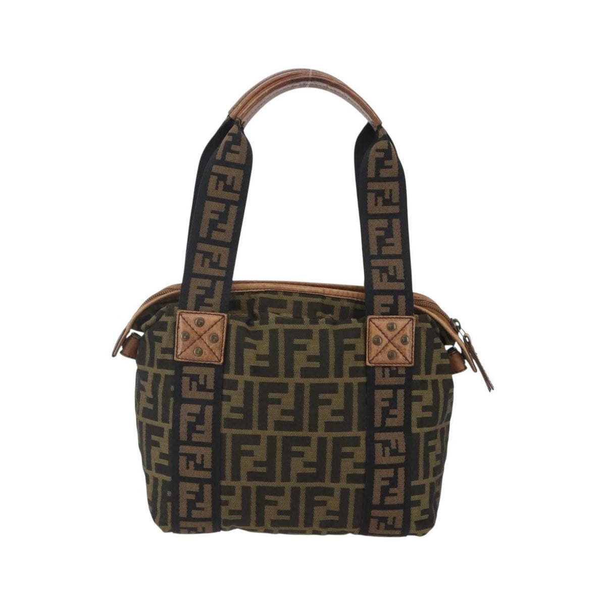 Fendi Vintage FF Zip Zucca Canvas, Brown, Canvas, Tote Bag
