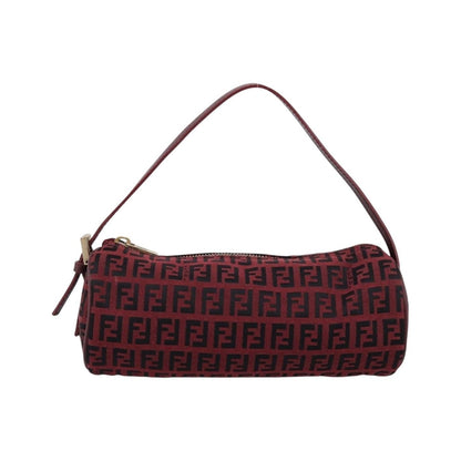 Fendi Vintage FF Zip Zucchino Canvas, Burgundy, Canvas, Shoulder Bag