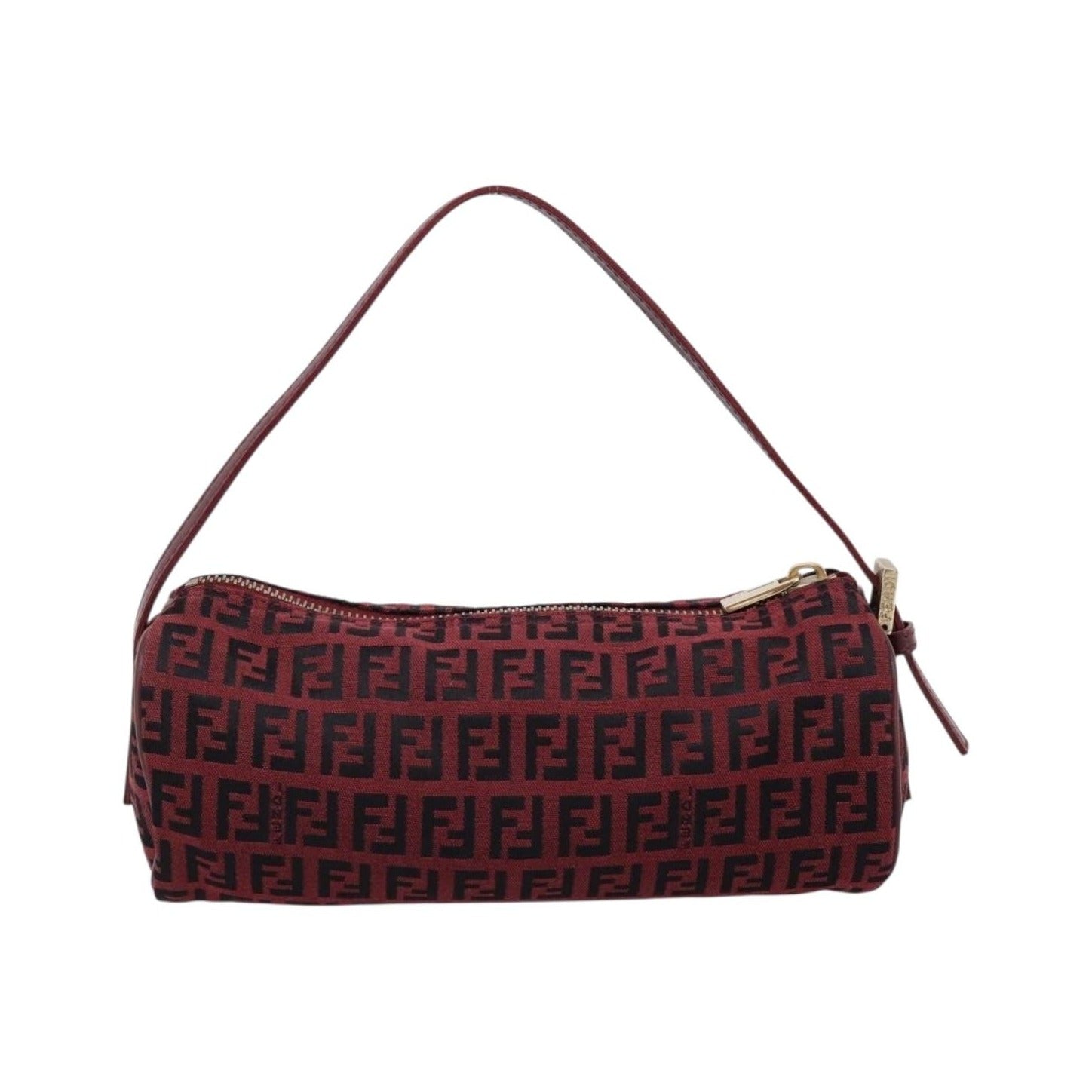 Fendi Vintage FF Zip Zucchino Canvas, Burgundy, Canvas, Shoulder Bag
