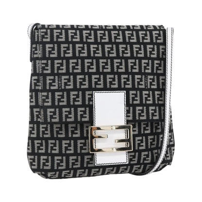 Fendi Vintage Flap Zucchino Canvas, Black, Canvas, Shoulder Bag