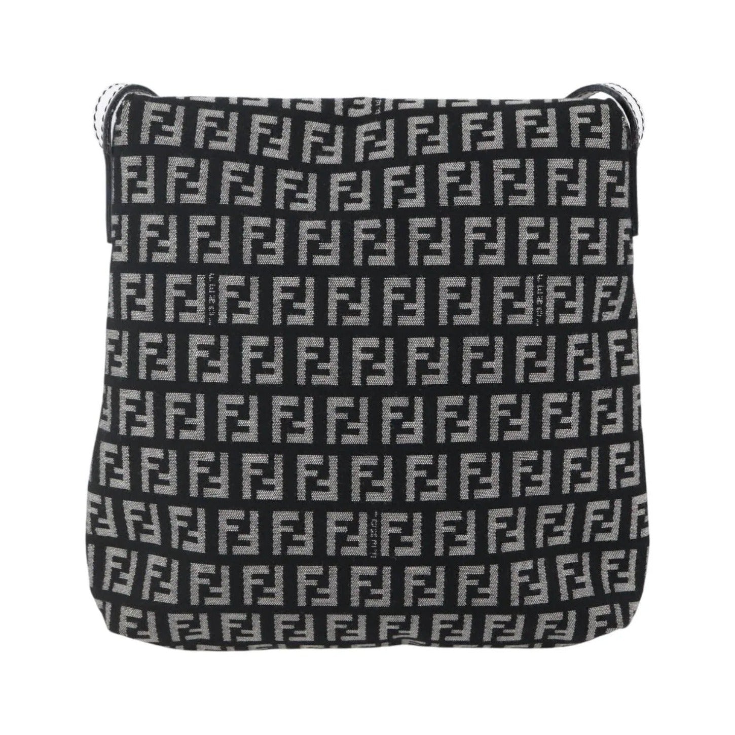 Fendi Vintage Flap Zucchino Canvas, Black, Canvas, Shoulder Bag