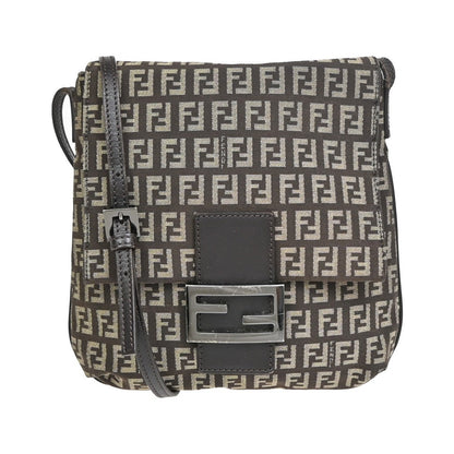 Fendi Vintage Flap Zucchino Canvas, Brown, Canvas, Crossbody Bag