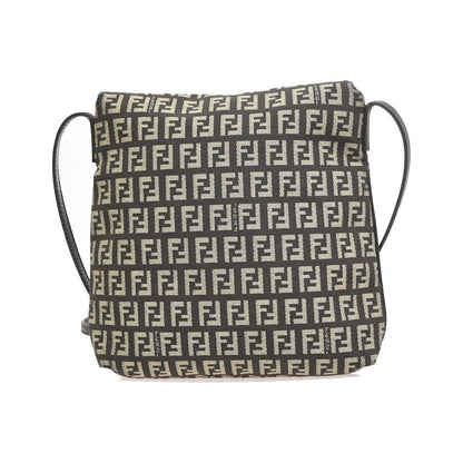 Fendi Vintage Flap Zucchino Canvas, Brown, Canvas, Crossbody Bag