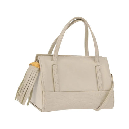 Fendi Vintage Handbag Leather, Beige, Leather, Handbag