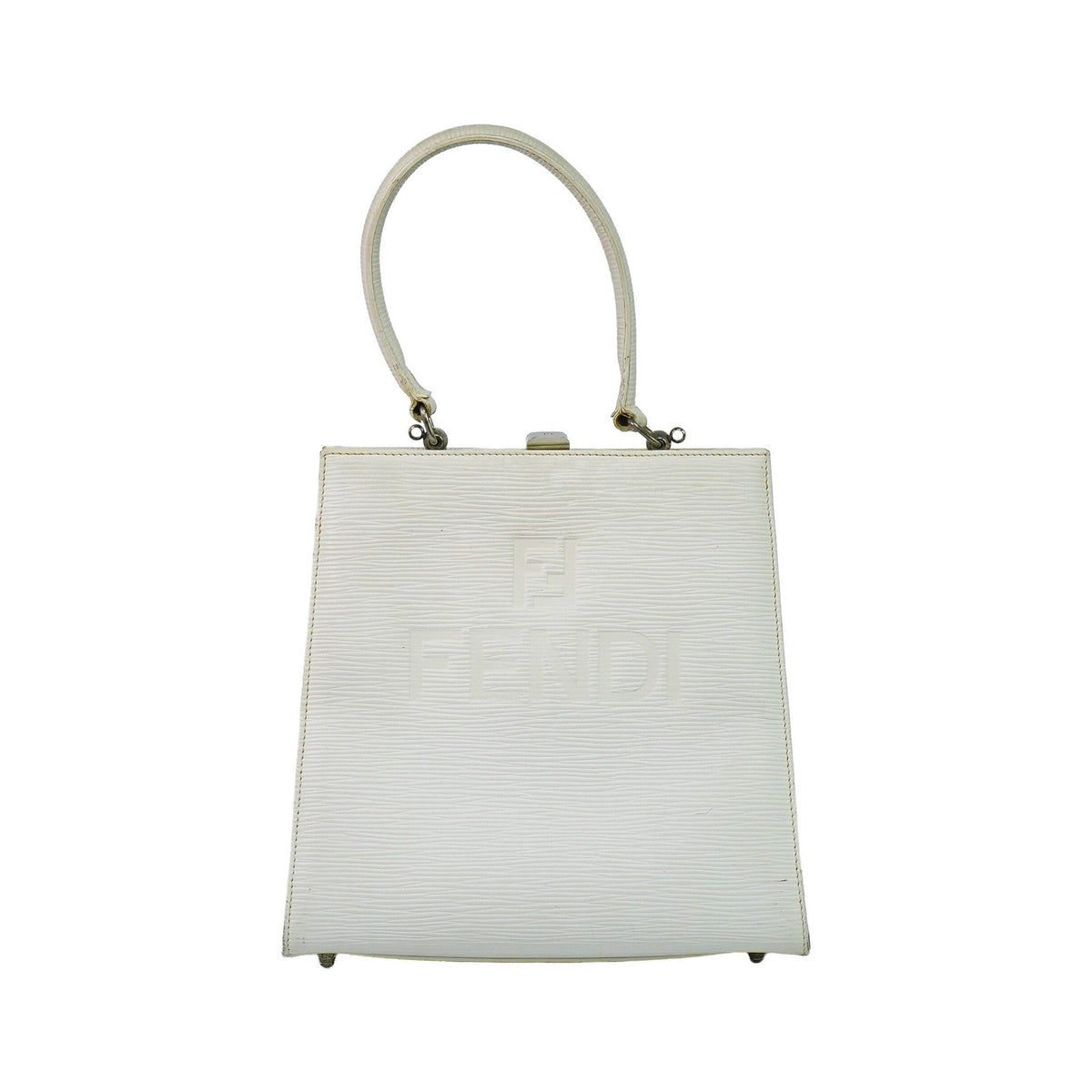 Fendi Vintage Handbag Leather, White, Leather, Handbag