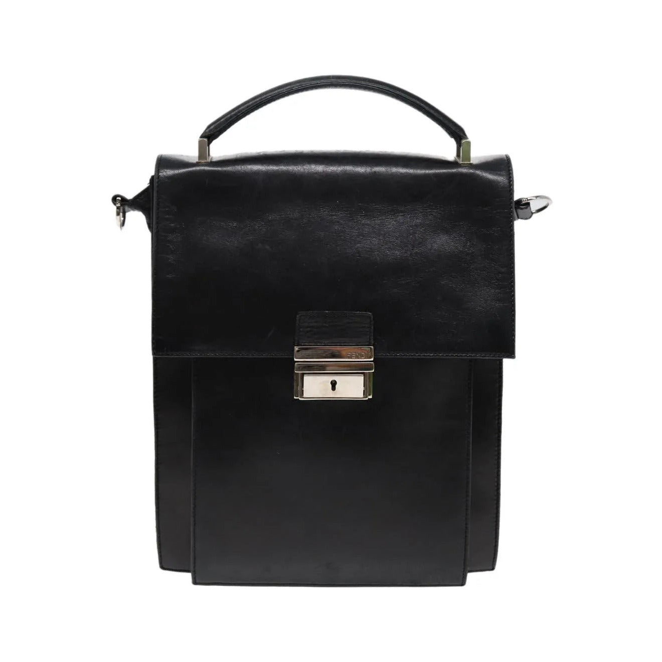 Fendi Vintage Leather, Black, Leather, Handbag