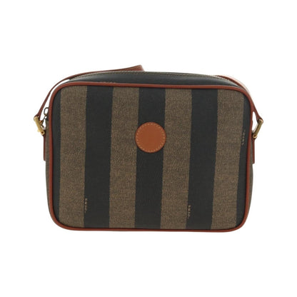 Fendi Vintage Pequin Coated Canvas, Brown, Canvas, Tote Bag