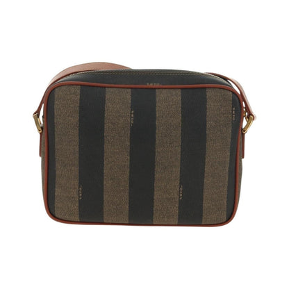 Fendi Vintage Pequin Coated Canvas, Brown, Canvas, Tote Bag