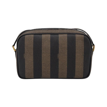 Fendi Vintage Pequin Front Pocket Coated Canvas, Brown, Canvas, Crossbody Bag
