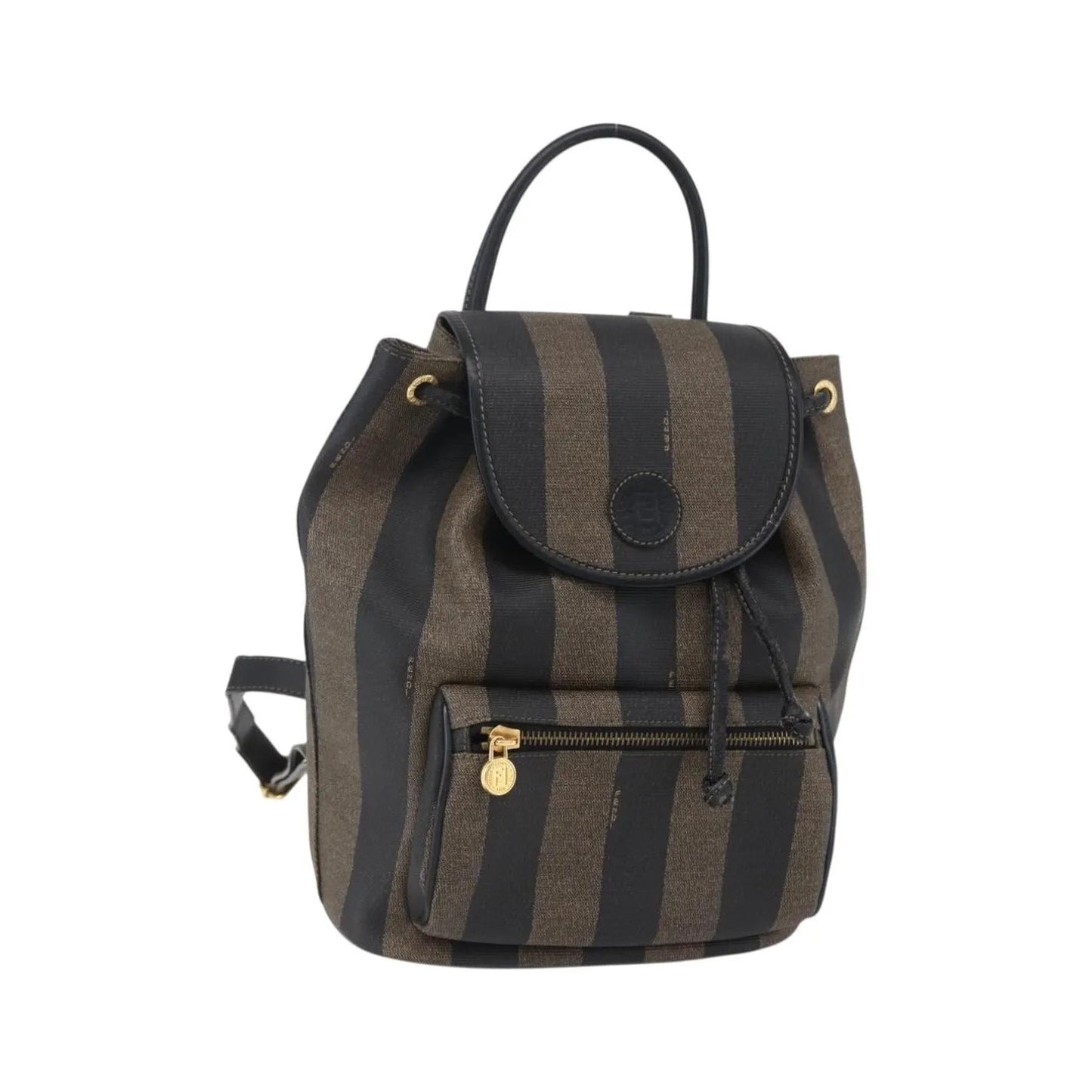 Fendi Vintage Pequin Logo Coated Canvas, Brown, Canvas, Backpack