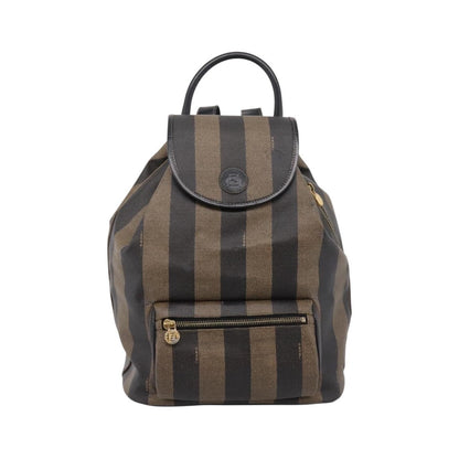 Fendi Vintage Pequin Logo Coated Canvas, Brown, Canvas, Backpack