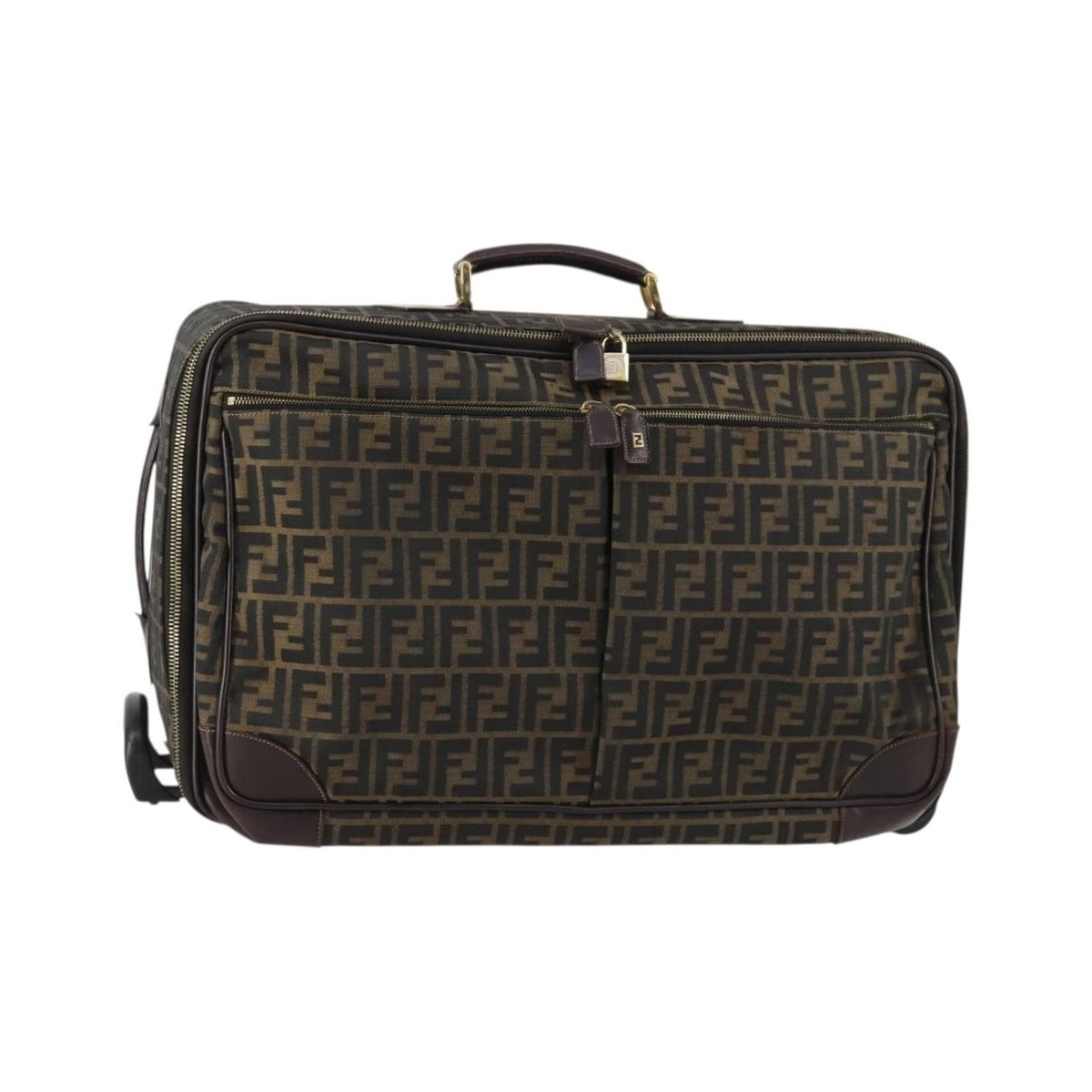 Fendi Vintage Rolling Suitcase Zucca Canvas, Brown, Canvas, Travel Bag