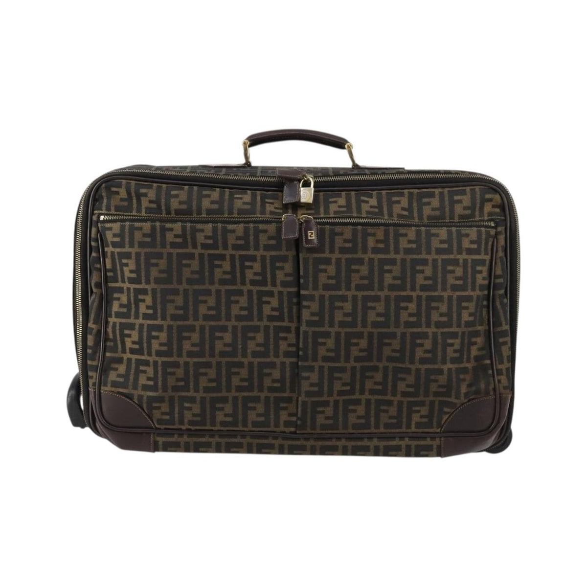 Fendi Vintage Rolling Suitcase Zucca Canvas, Brown, Canvas, Travel Bag