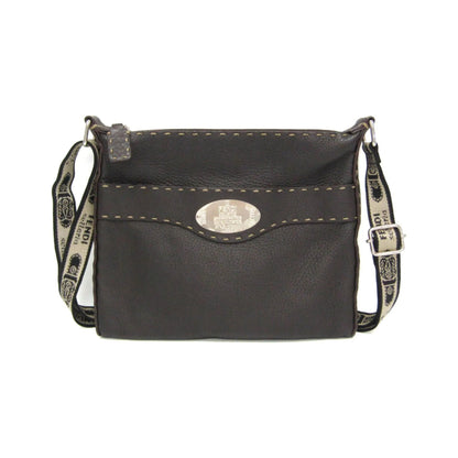 Fendi Vintage Selleria Zip Messenger Leather, Brown, Leather, Shoulder Bag