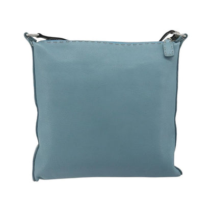 Fendi Vintage Selleria Zip Messenger Leather, Blue, Leather, Shoulder Bag