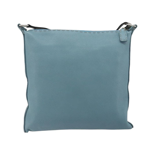 Fendi Vintage Selleria Zip Messenger Leather, Blue, Leather, Shoulder Bag