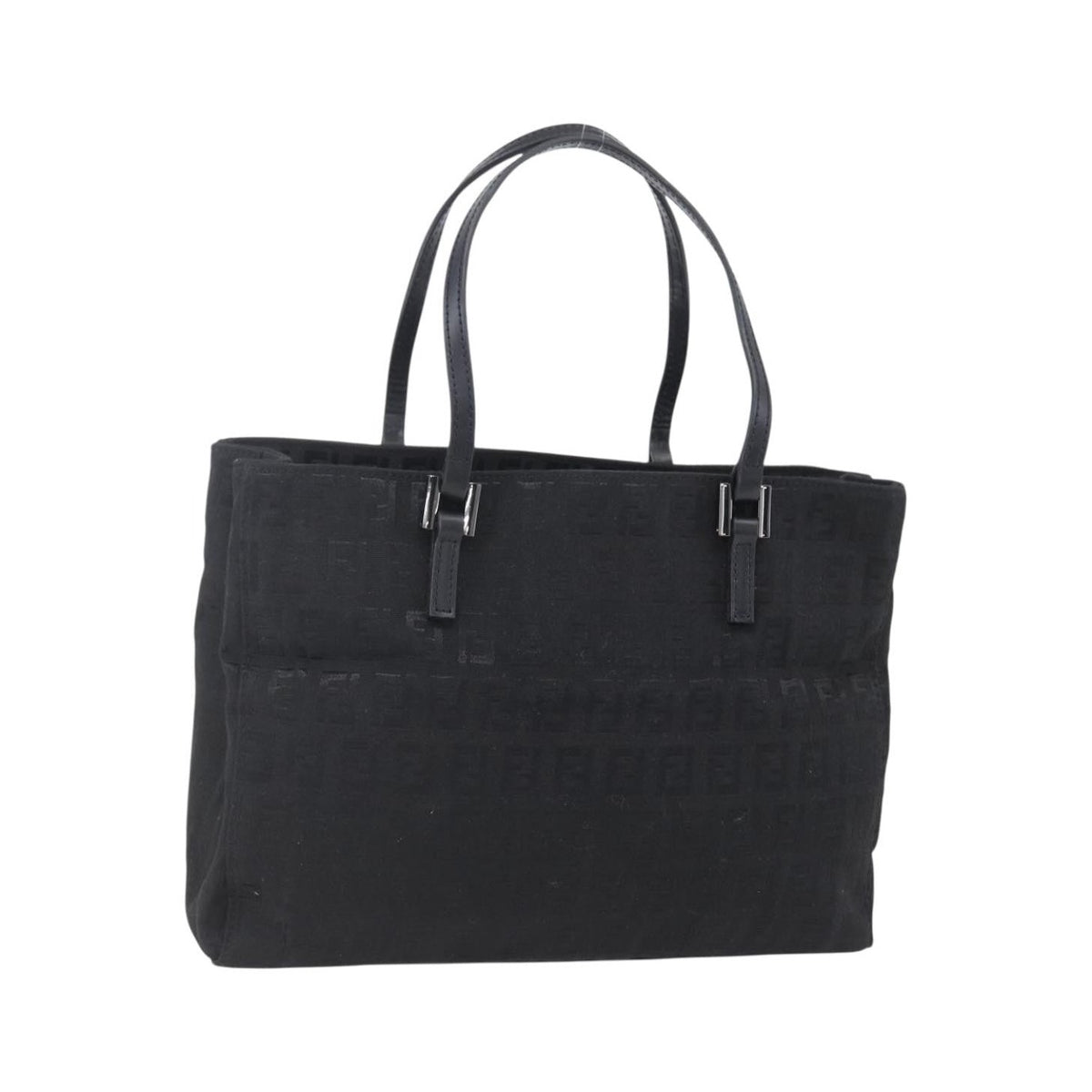 Fendi Vintage Shopping Zucchino Canvas, Black, Canvas, Tote Bag