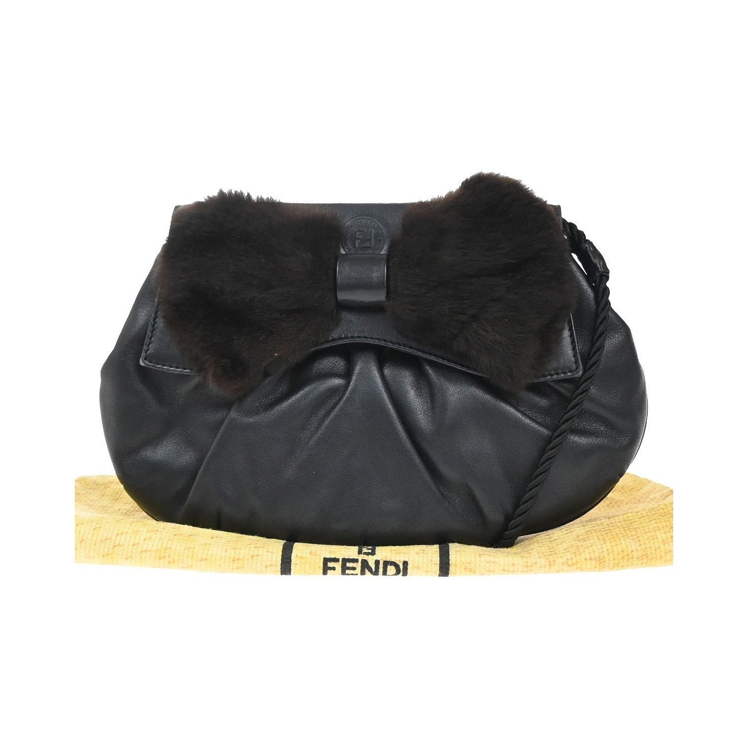 Fendi Vintage shoulderbag Leather, Black, Leather, Shoulder Bag