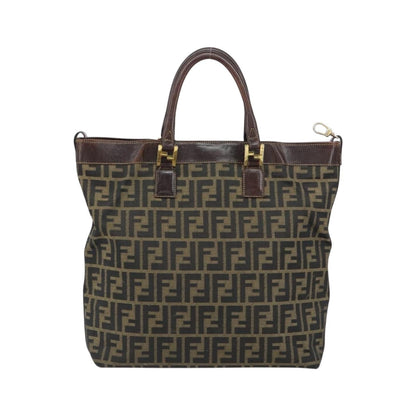 Fendi Vintage Zip Tote Zucca Canvas, Brown, Canvas, Tote Bag