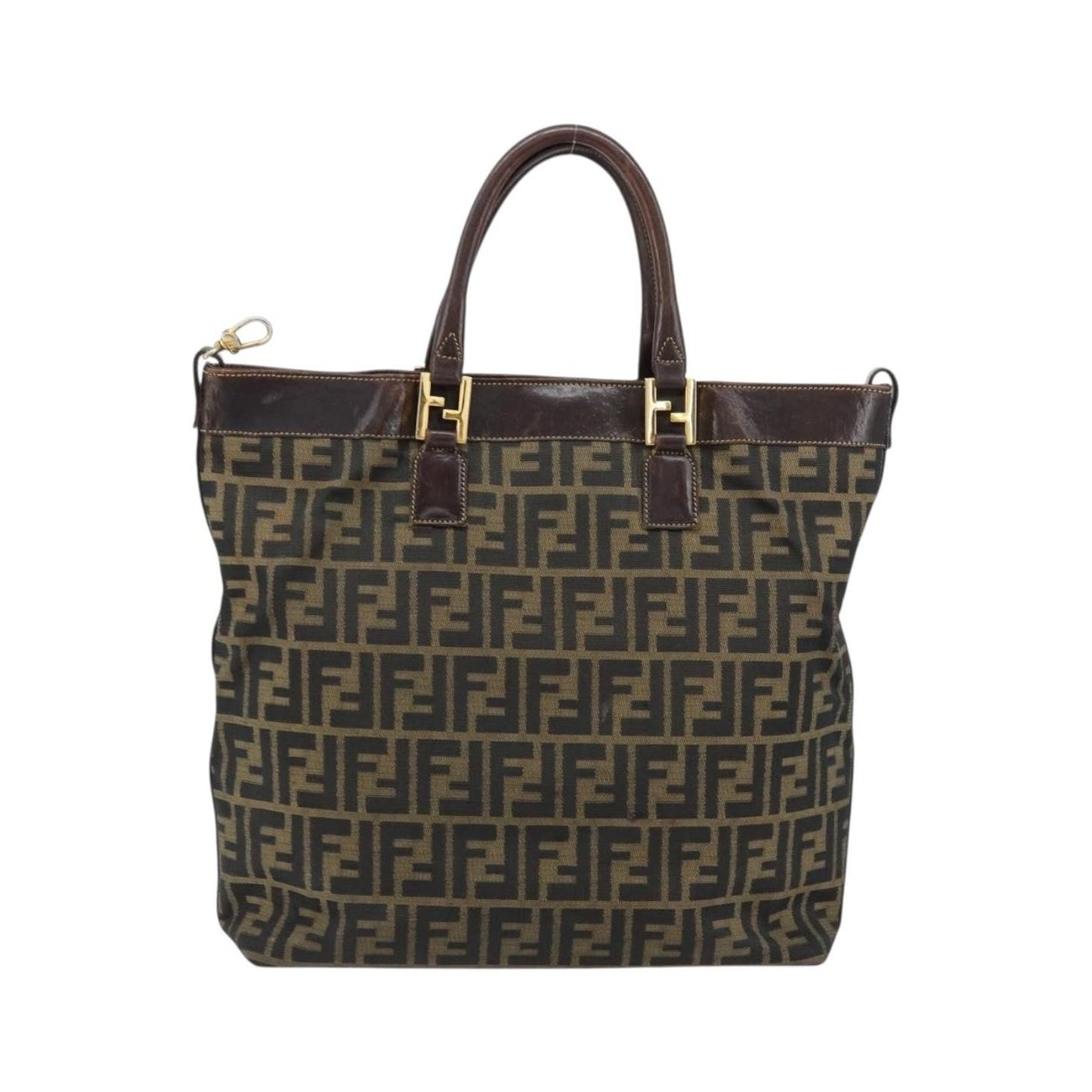 Fendi Vintage Zip Tote Zucca Canvas, Brown, Canvas, Tote Bag