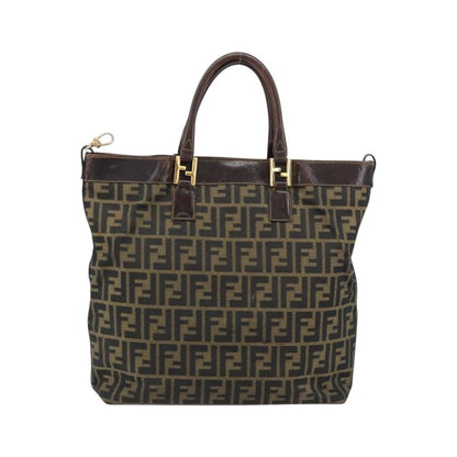Fendi Vintage Zip Tote Zucca Canvas, Brown, Canvas, Tote Bag