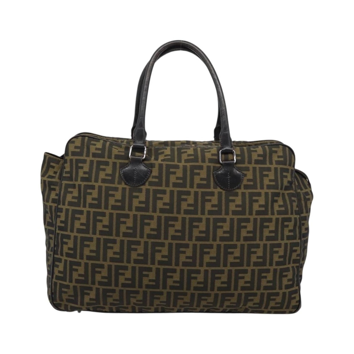 Fendi Vintage Zip Tote Zucca Canvas, Khaki, Canvas, Tote Bag