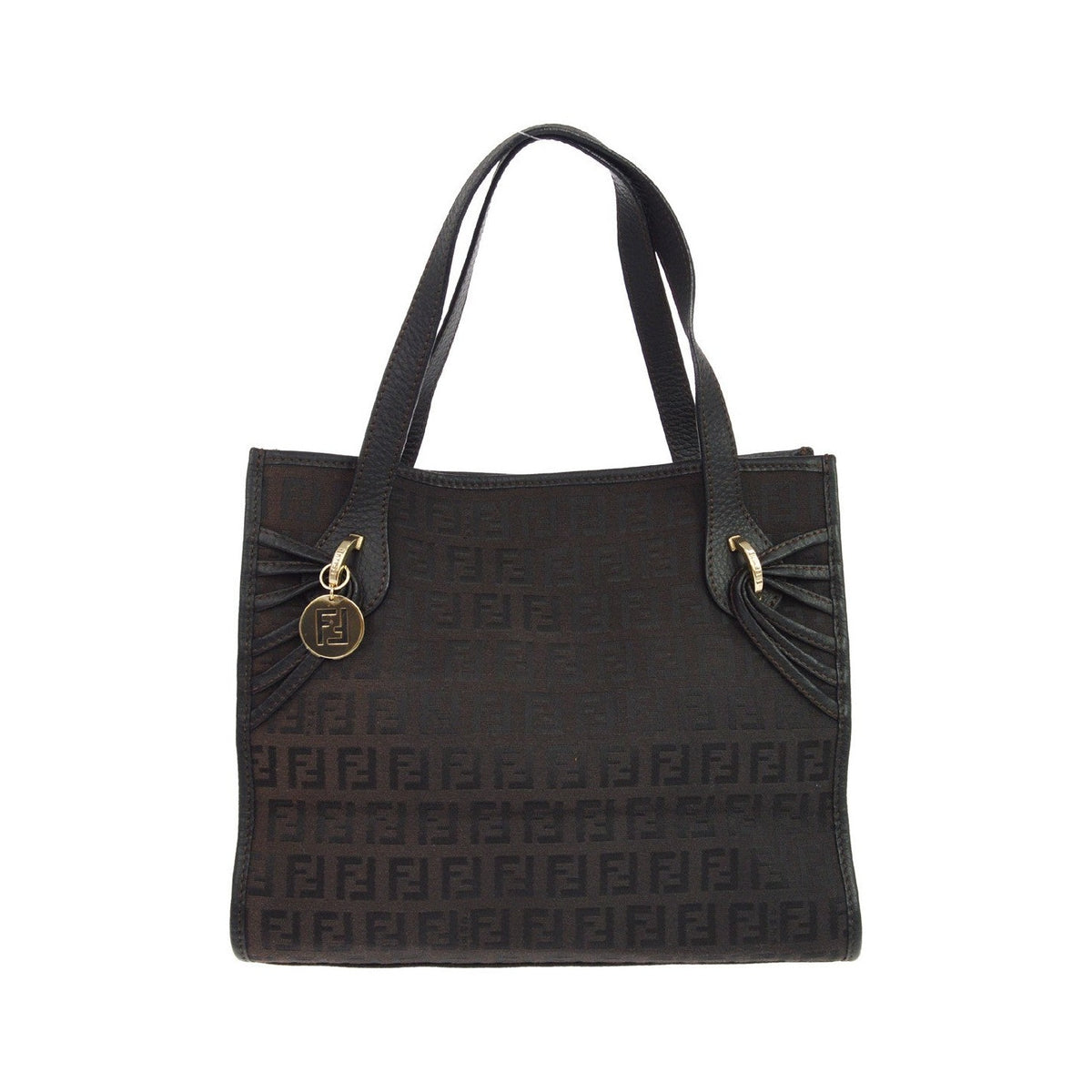 Fendi Vintage Zucchino Canvas, Black, Canvas, Tote Bag