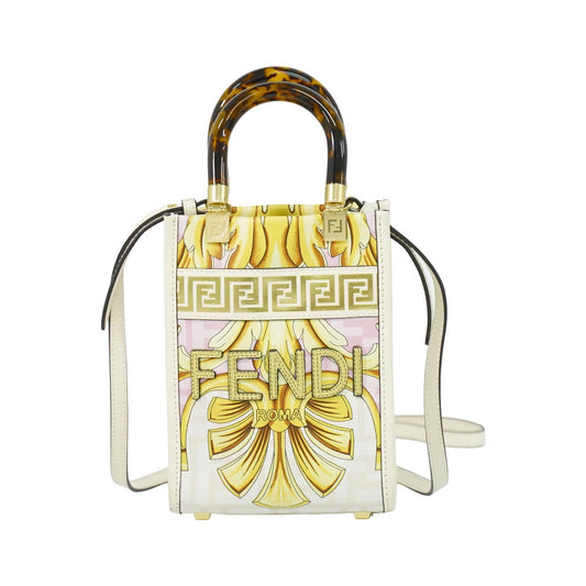 Fendi x Versace Fendace Convertible Sunshine Shopper Printed Laminated Leather, Multicolour, Leather, Tote Bag